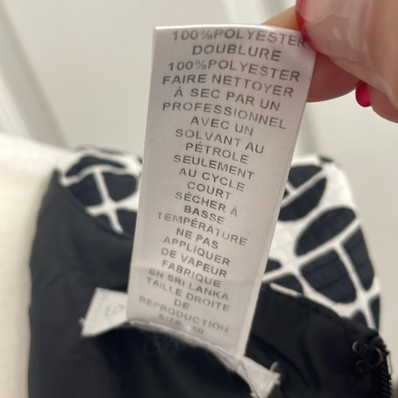 London Times Sleeveless Black/White Dress Crew Neck with Pockets Faux Belt Sz 10 - Picture 9 of 14